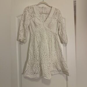 Lilly Pulitzer White Eyelet V-Neck Midi Dress